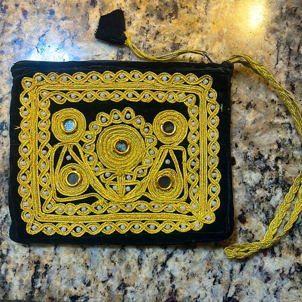 Vintage Afghani wristlet pouch